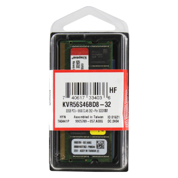 Kingston ValueRAM 32GB DDR5 5600MT/s CL46 SO-DIMM (Model: KVR56S46BD8-32)